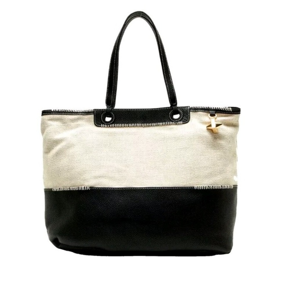 Emm Kuo Black Pebbled Leather & Textile Tote 'Cinque Terre' $400